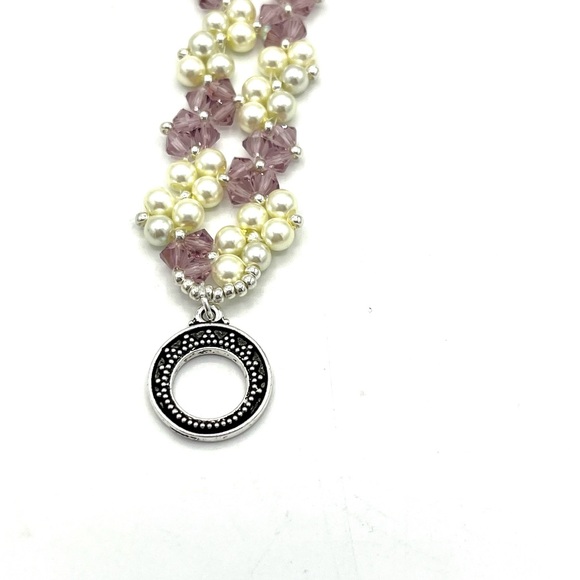 Hand Crafted Pearl and Lavender Crystal Bracelet - Picture 6 of 8